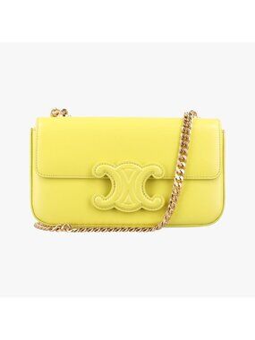 Celine Triomphe Chain Yellow Leather